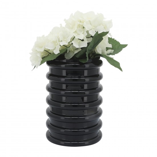 Glass, 9"h, Scallop Vase, Black