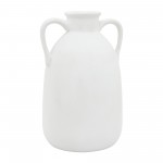 Cer, 10"h Eared Vase, White