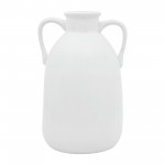 Cer, 10"h Eared Vase, White