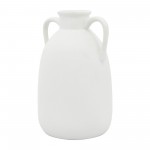 Cer, 10"h Eared Vase, White