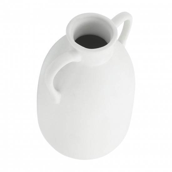 Cer, 10"h Eared Vase, White