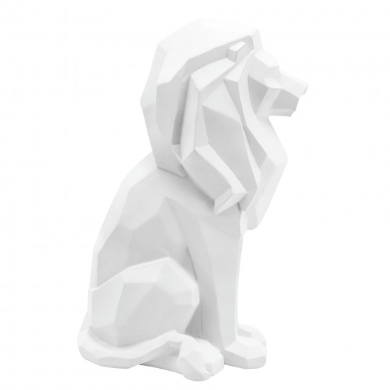 Resin 11"h Sitting Lion, White