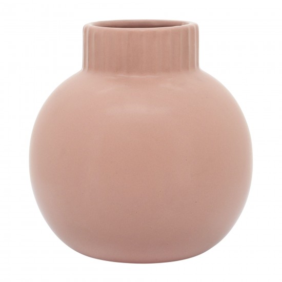 Cer, 7"h Bulbous Vase, Coral