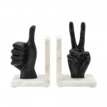 S/2 Hand Sign Bookends, Black