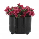 S/2 Lines Footed Planters 10/12" Black