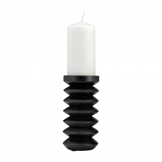 Wood, 8"h Accordion Candle Holder, Black