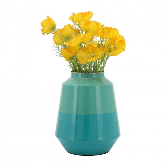 Metal 12" Vessel Vase, Green