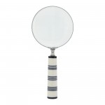 Resin, 4"d Striped Magnifying Glass, Black/white