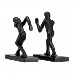 Metal,s/2 9"h, Push Hold Figures Bookends,black