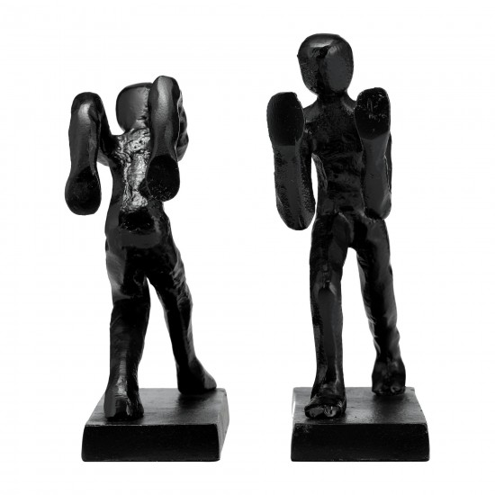 Metal,s/2 9"h, Push Hold Figures Bookends,black