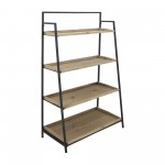 Wood/metal, 52"h Folding 4-layered Shelf, Brwn/blk