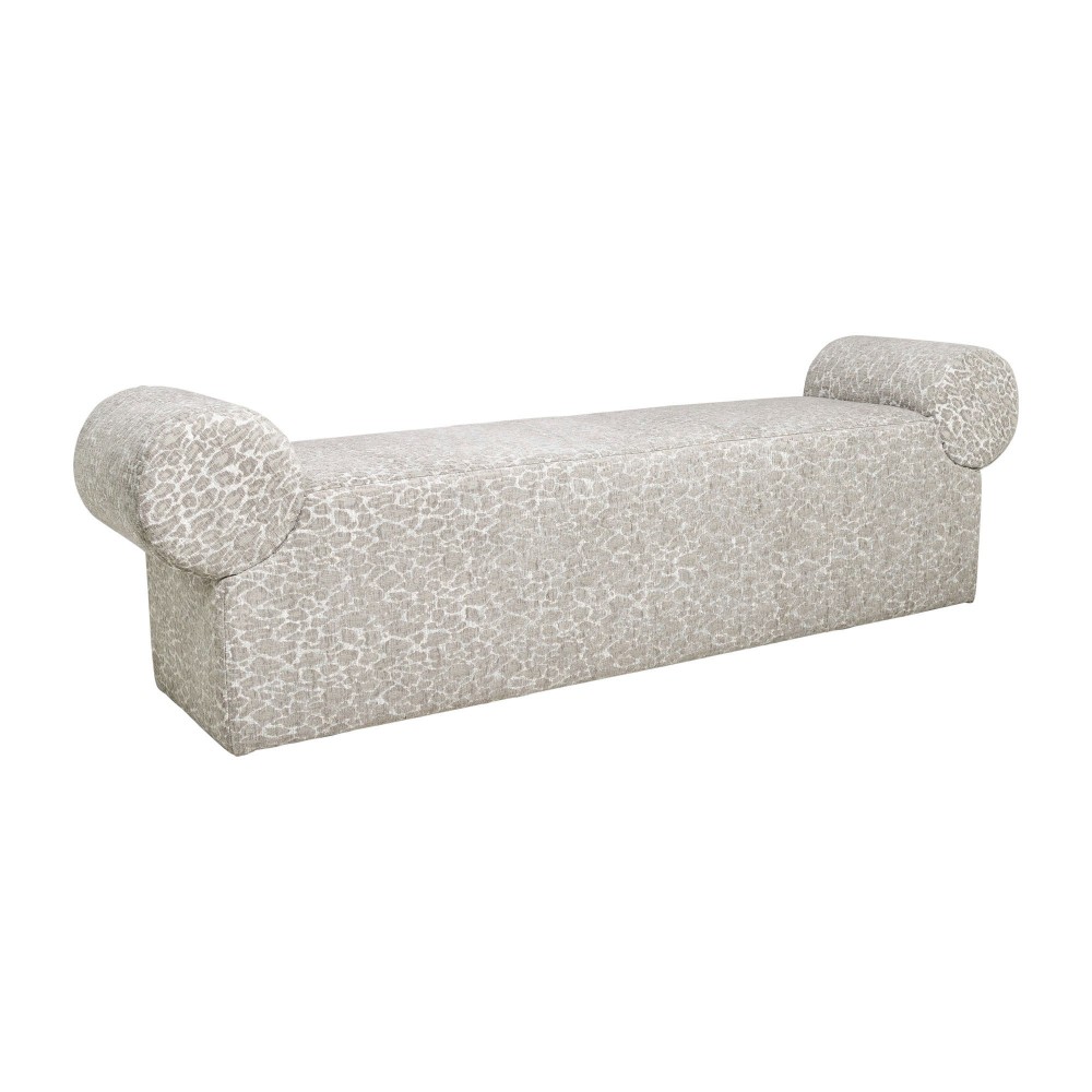 Flared Arms Bench - Gray Leopard