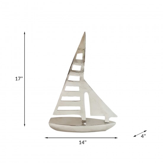 Metal 15" h Sailboat, Silver