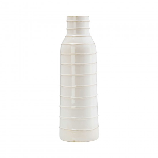 Cer, 17"h Tribal Vase, Ivory