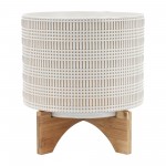 Cer, 10" Tribal Planter W/ Stand, Ivory