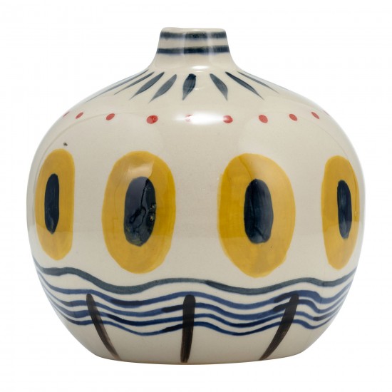 Cer, 8"h Tribal Vase, Ivory