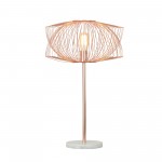 Metal 28" Table Lamp W/cage Shade, Rose Gold