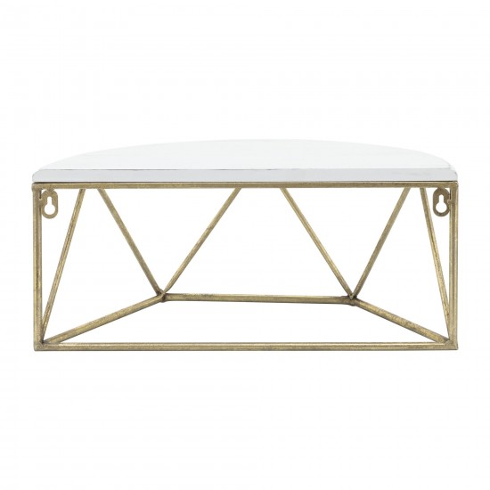 Wood / Metal 16" L Demilune Wall Shelf, White