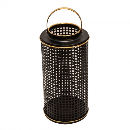 Metal 14" Grid Candle Holder, Black