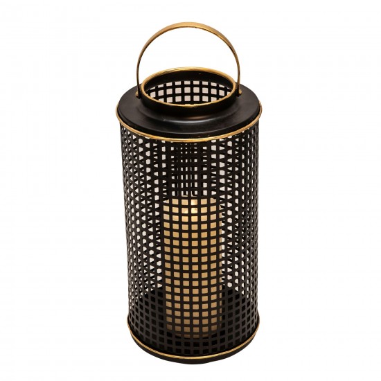 Metal 14" Grid Candle Holder, Black