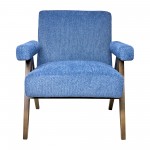 Wood - Scandinavian Accent Chair - Navy Blue