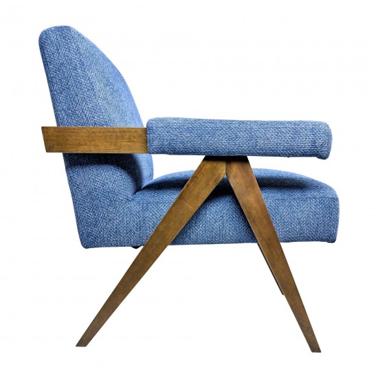 Wood - Scandinavian Accent Chair - Navy Blue