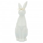 Cer, 11"h Bunny W/ Glasses, White/gold