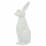 Cer, 11"h Bunny W/ Glasses, White/gold