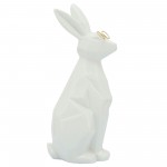 Cer, 11"h Bunny W/ Glasses, White/gold