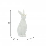 Cer, 11"h Bunny W/ Glasses, White/gold