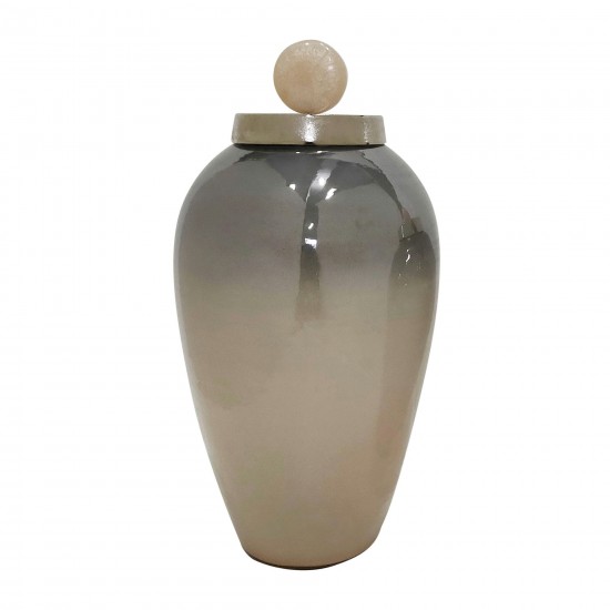 21"h Glass Vase W/ Blush Knob, Champagne