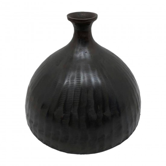 Metal, 9" Bulbous Vase, Bronze