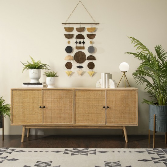 Wood, 72x31 4-door Rattan Sideboard, Natural Kd