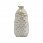 Cer, 9" Dimpled Vase, Oatmeal