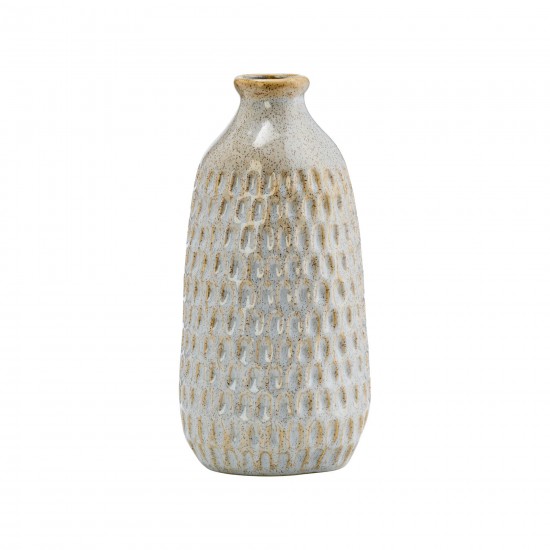 Cer, 9" Dimpled Vase, Oatmeal