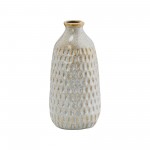 Cer, 9" Dimpled Vase, Oatmeal