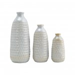 Cer, 9" Dimpled Vase, Oatmeal