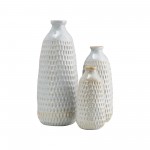 Cer, 9" Dimpled Vase, Oatmeal