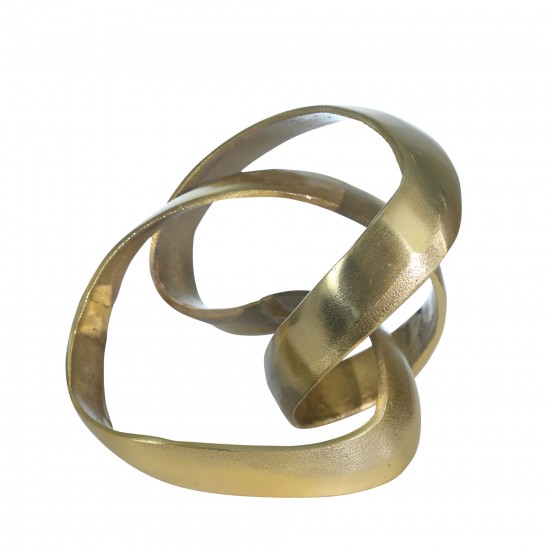 Aluminum Knot Sculpture, 7", Gold