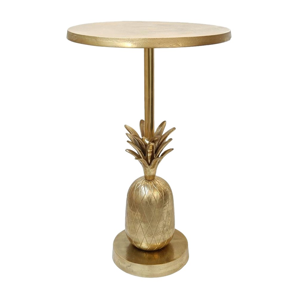 Metal, 15"d/24"h, Gold Pineapple Side Table, Kd