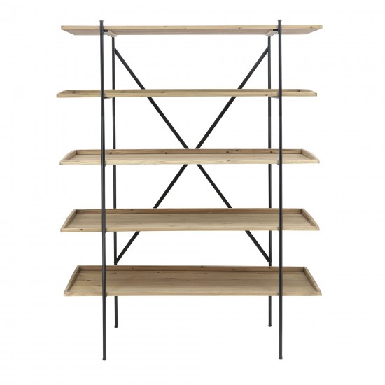 Wood/metal, 65"h 5-layered Shelf, Brown/black Kd