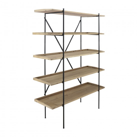 Wood/metal, 65"h 5-layered Shelf, Brown/black Kd