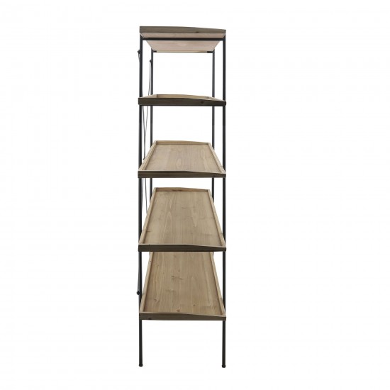 Wood/metal, 65"h 5-layered Shelf, Brown/black Kd