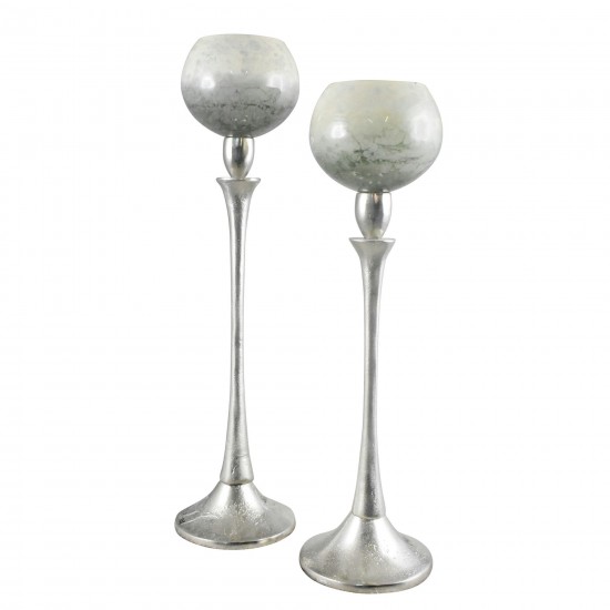 Glass 18" Goblet Votive Holderon Aluminum Stand