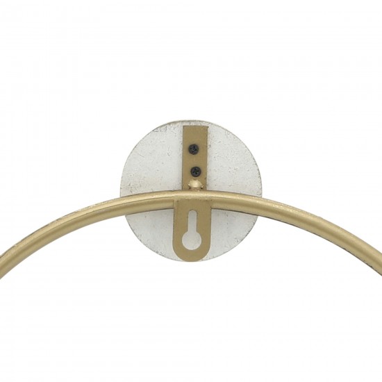 Metal/wood, 10"h Wall Shelf, White/gold