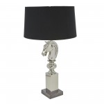 Stainless Steel 39" Horse Headtable Lamp, Silver