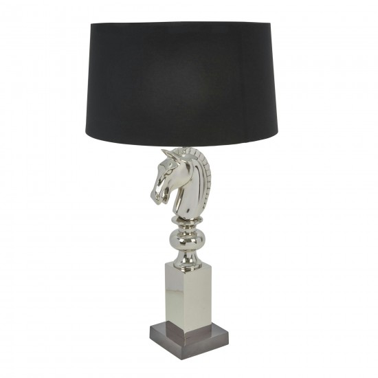 Stainless Steel 39" Horse Headtable Lamp, Silver