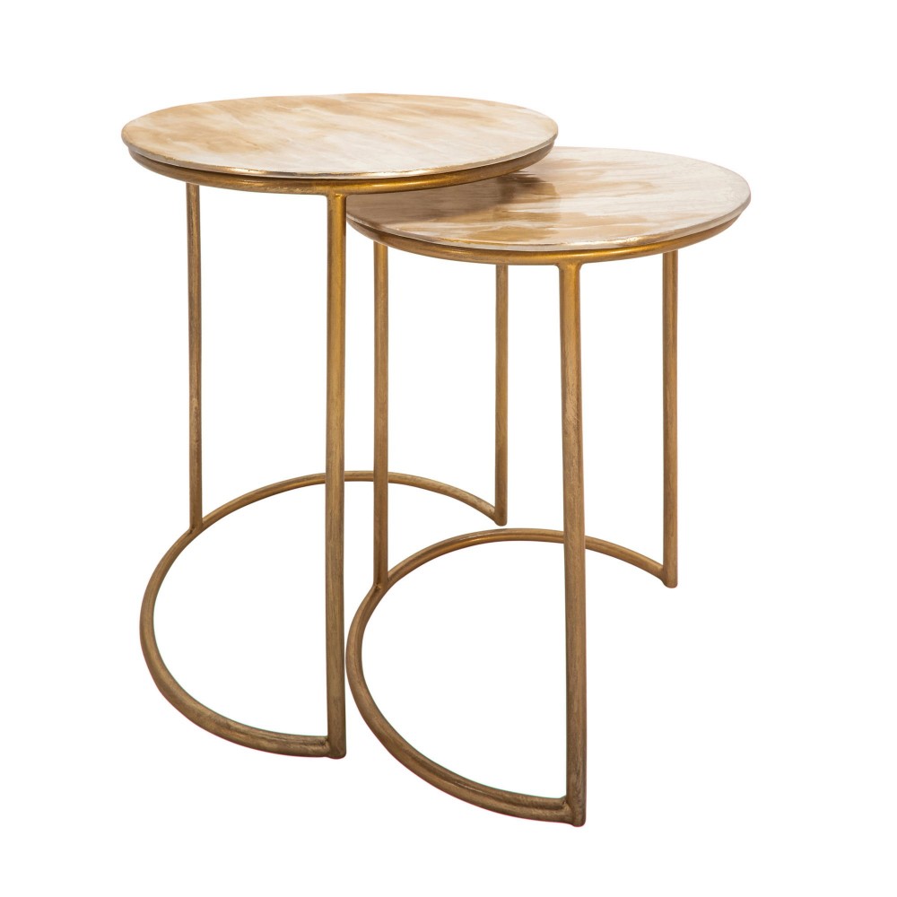S/2 Metal Side Tables, Cream