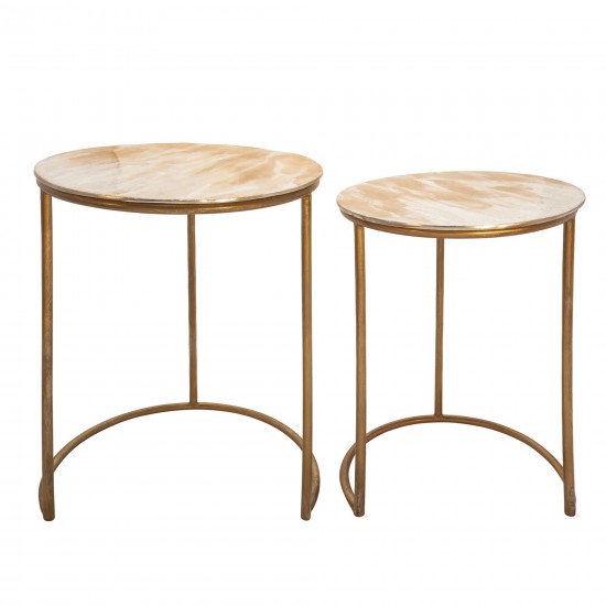 S/2 Metal Side Tables, Cream