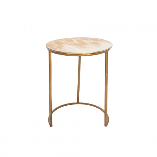S/2 Metal Side Tables, Cream